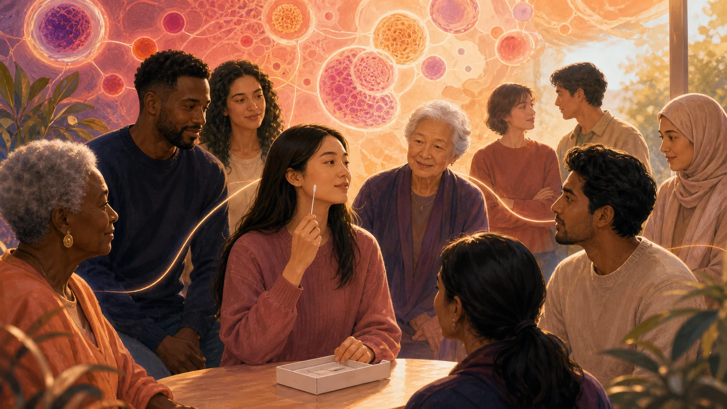 Editorial illustration of donor, cord-blood, patient-support and transplant systems connected through one national network