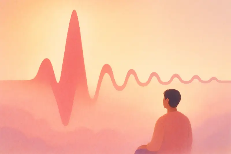 A calm, steady heartbeat waveform easing into balance, suggesting controlled blood pressure