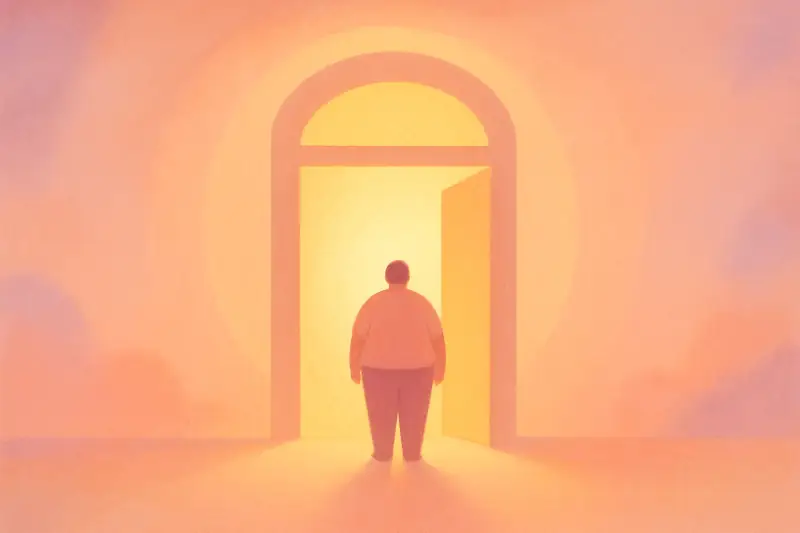 A wide, warm, welcoming open doorway, suggesting most people are welcome regardless of size